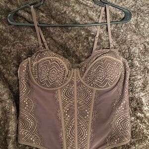 Garage Brown Lace Crop Top